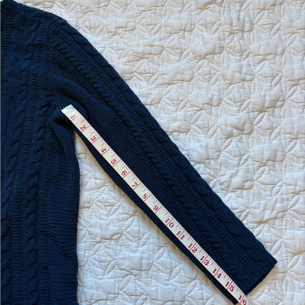 Cable Knit Sweater Tunic in Teal Blue Petite Medium - Picture 6 of 6